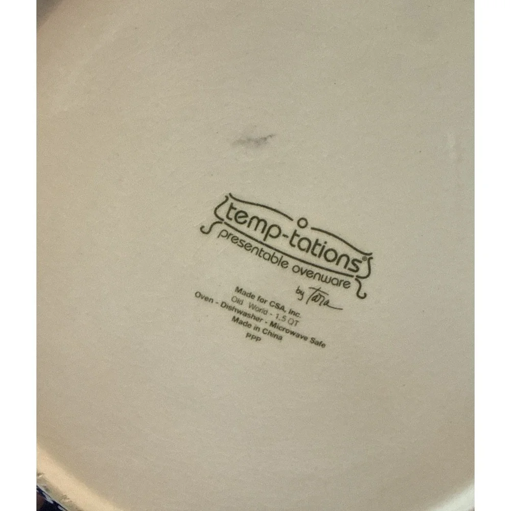 Temptations Old World Blue Round Baking Casserole 1 And 1.5‎ Quart Wire Rack Set